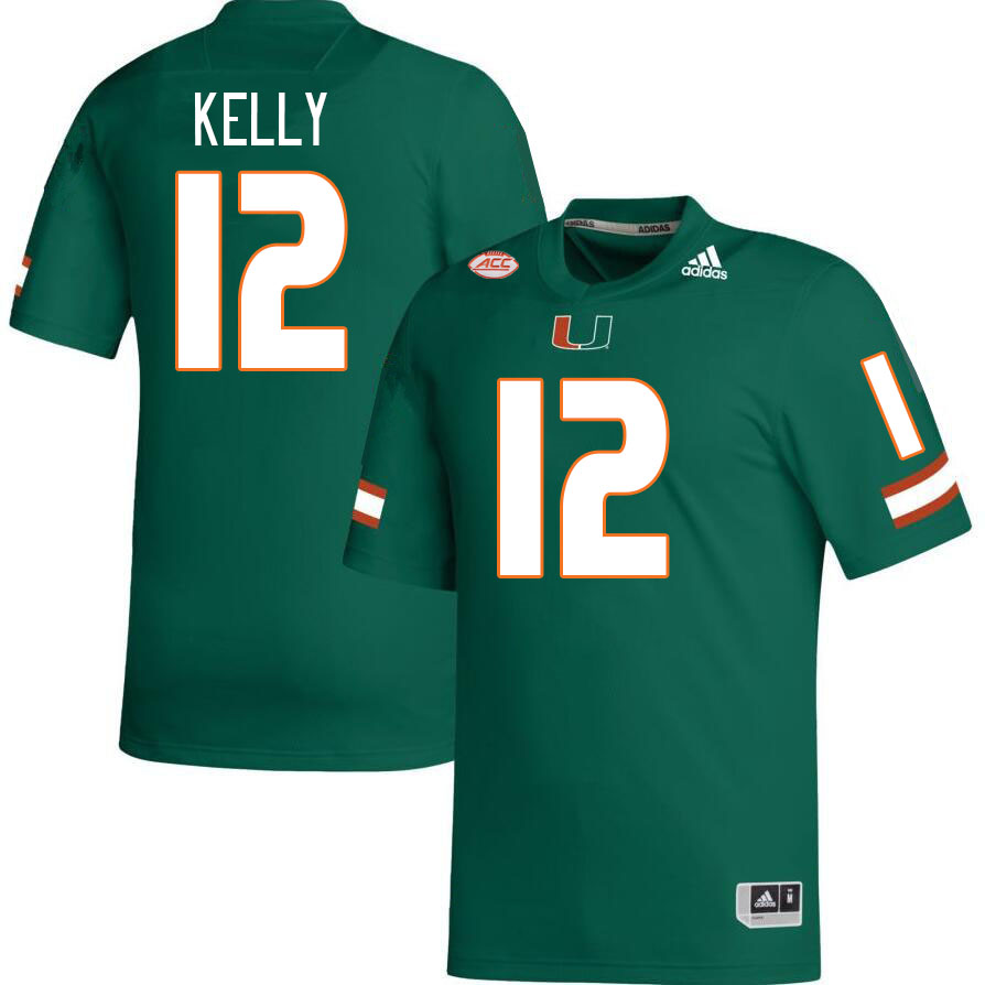 #12 Jim Kelly Miami Hurricanes Jerseys Football Stitched-Green